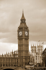 Fototapeta premium LONDON UNITED KINGDOM: Big Ben is the nickname for the Great Bell of the clockof Palace of Westminster in London The tower is officially known as Elizabeth Tower