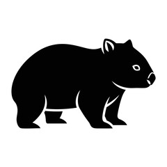 Fototapeta premium Wombat silhouette, marsupial icon, simple vector illustration