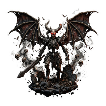 Demonic Winged Skeleton Lord with Greatsword
