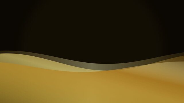 Abstract golden waves flowing across a dark background in minimalist style