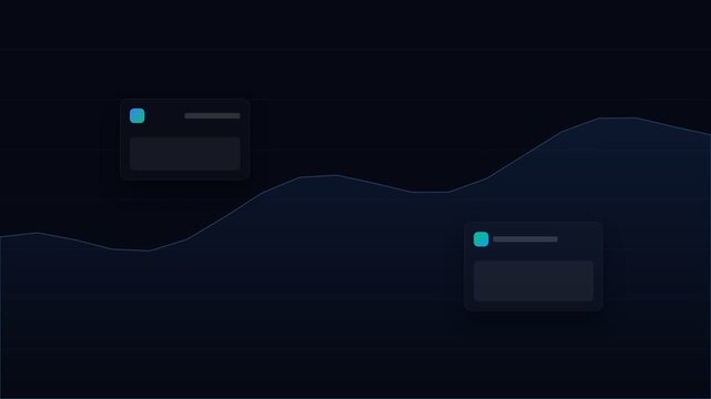 Abstract data visualization with floating interface elements on dark background