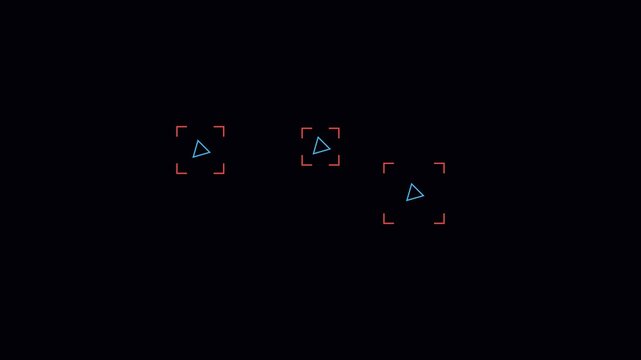 Digital interface showing three blue triangles inside red targeting reticles