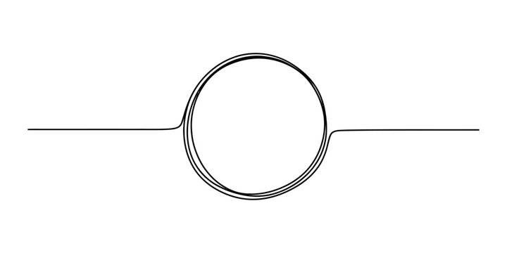 Minimalist continuous single line drawing of a simple black circle shape as a geometric frame element for modern creative graphic design projects and art Vector, illustration