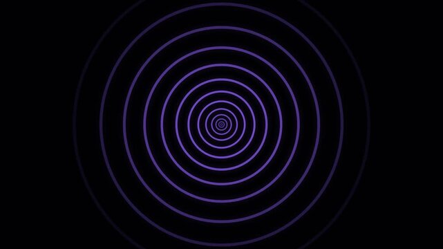 A series of concentric purple circles radiating outward on a black background