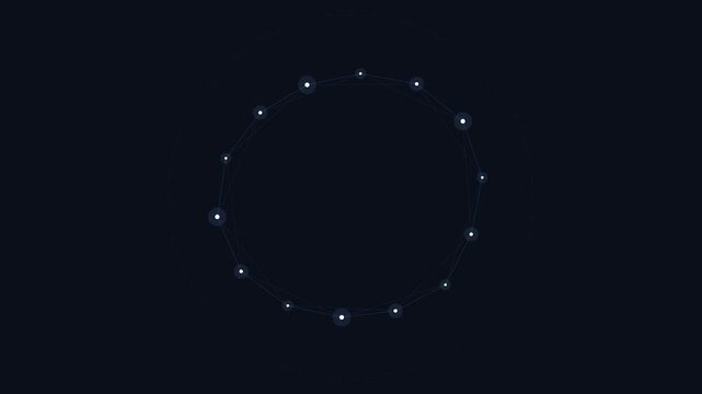 A glowing circle of bright white light points arranged in a dark void space