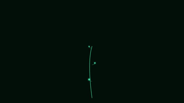 Minimalist green vertical line isolated on a solid black background surface