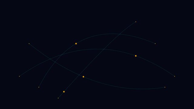 Abstract network of glowing golden nodes connected by thin dark lines
