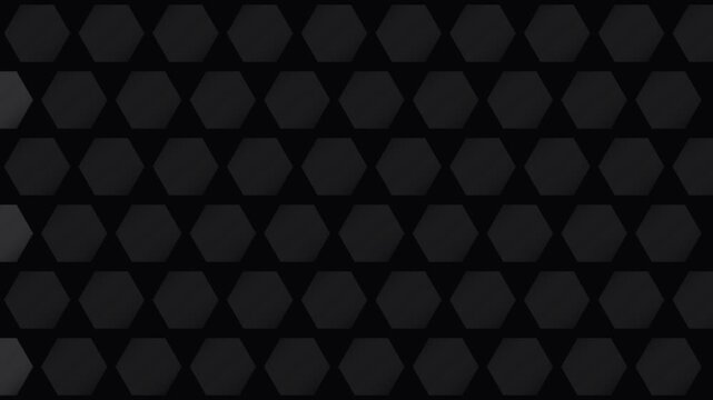 Abstract dark background featuring a repeating pattern of grey hexagons