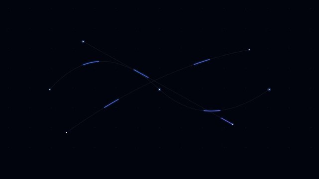 Minimalist representation of the cassiopeia constellation on black background