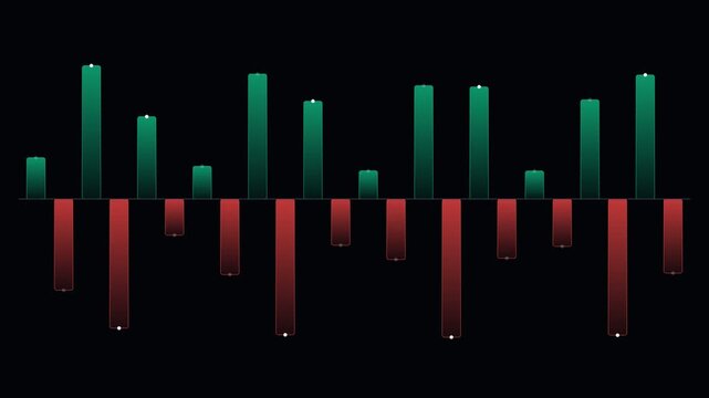 Digital visualization of fluctuating financial market data against black