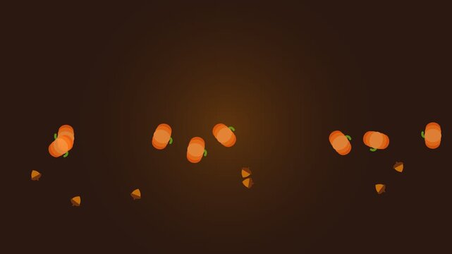 A festive border of orange pumpkins against a dark brown gradient background