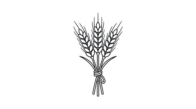 Simple Line Art Illustration of a Wheat Sheaf