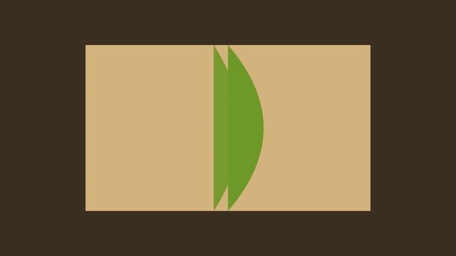 Minimalist green leaf shape morphing animation on beige 4k background, for modern and, motion backgrounds