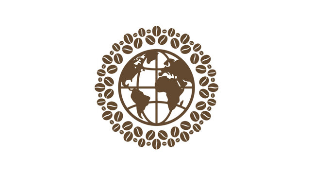 Global Coffee Beans Wreath Icon