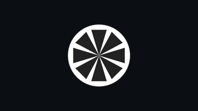 Minimalist rotating geometric circle animation: abstract 4k black and white loading spinner background