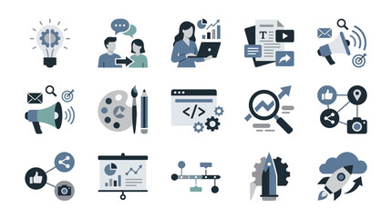 Digital Marketing and Business Strategy Icons Set © finandaria