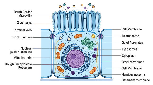 Epithelial Cell Diagram: Structure and Function of Microvilli and Organelles
