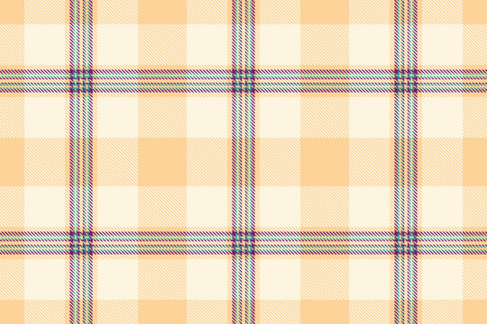 Traditional tartan plaid design with a classic woven appearance and orange and cornsilk tones. The seamless pattern recreates the look of woven fabric for decorative surface backgrounds.