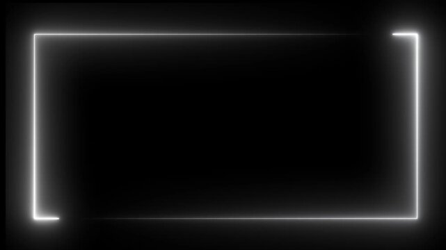 A rectangular frame made of two moving neon lights.Abstract neon studio background in bright colors.Blue and pink light moveing for overlay element. A popular abstract background overla.