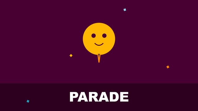 Animated Yellow Smiley Face Icon Celebrating with Falling Confetti