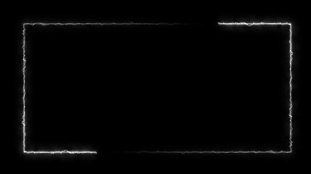 A rectangular frame made of two moving neon lights.Abstract neon studio background in bright colors.Blue and pink light moveing for overlay element. A popular abstract background overla.