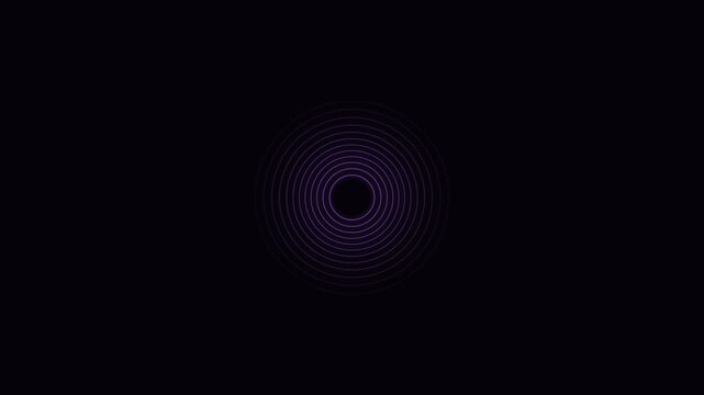 Abstract purple glowing concentric circle pattern on a deep black background