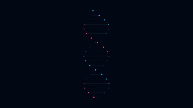 Minimalist digital dna helix structure glowing against a solid black background