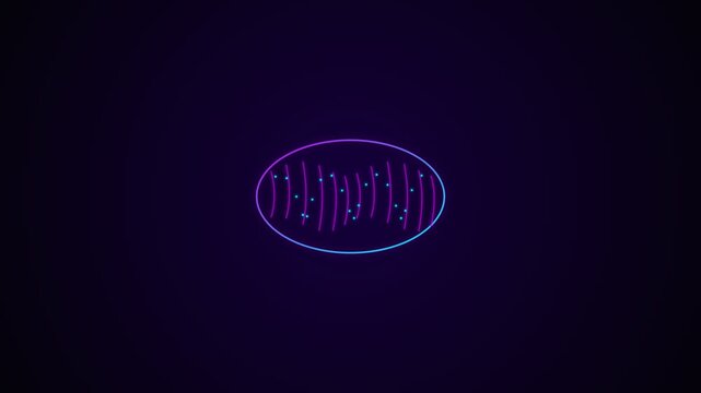 Minimalist representation of a mitochondrion organelle in neon outline