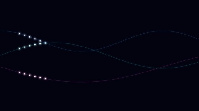 Three glowing light strings forming elegant curves against a dark background