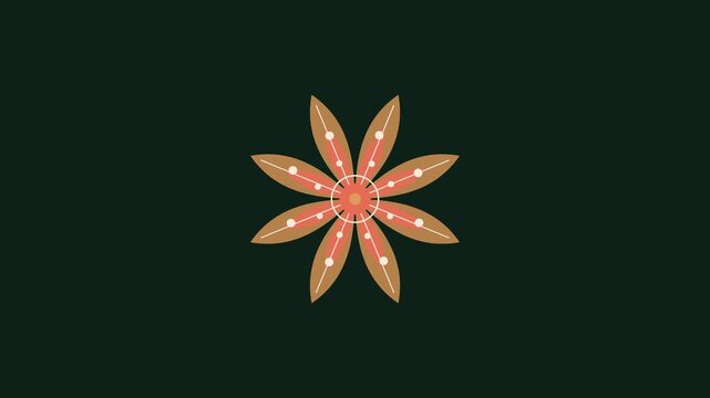 Minimalist geometric flower illustration with symmetrical orange petals