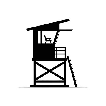 Lifeguard Tower Silhouette - Beach Safety Icon