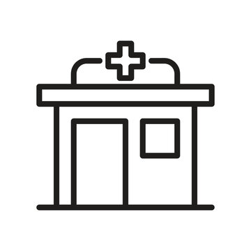 Medical clinic line icon isolated on white background.