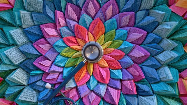 Colorful Paper Mandala of Appointment Slips Radiating Sacred Geometric Healthcare Art
