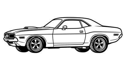 Fototapeta premium Vintage Muscle Car Outline Drawing - Classic American Sports Vehicle