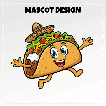 This delightful image depicts a whimsical taco mascot with a joyful expression, perfect for representing delicious cuisine, fun dining experiences, and vibrant food culture.