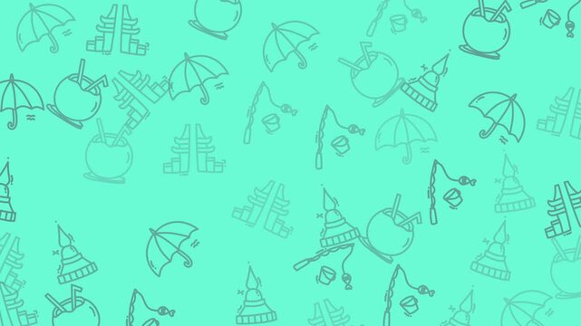 Baliinspired design featuring iconic elements for travel, tourism, or summerthemed projects like posters, postcards, website banners, and social media.