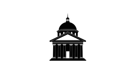 Obraz premium Black and white building with columns.