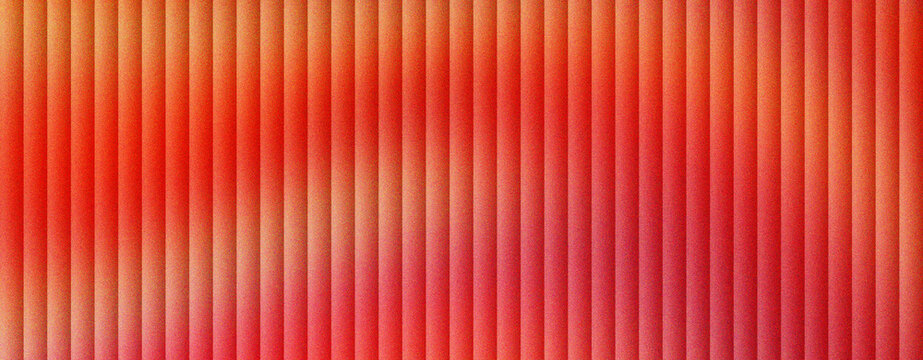 Abstract orange and red corrugated metal texture, vibrant industrial ribbed surface with vertical lines and soft lighting, colorful metallic background for modern architectural design projects.