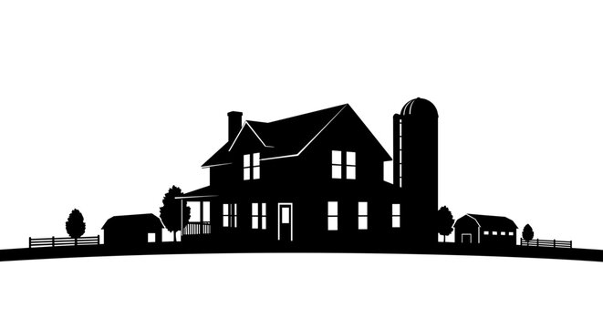 Large house with a silhouetted facade.