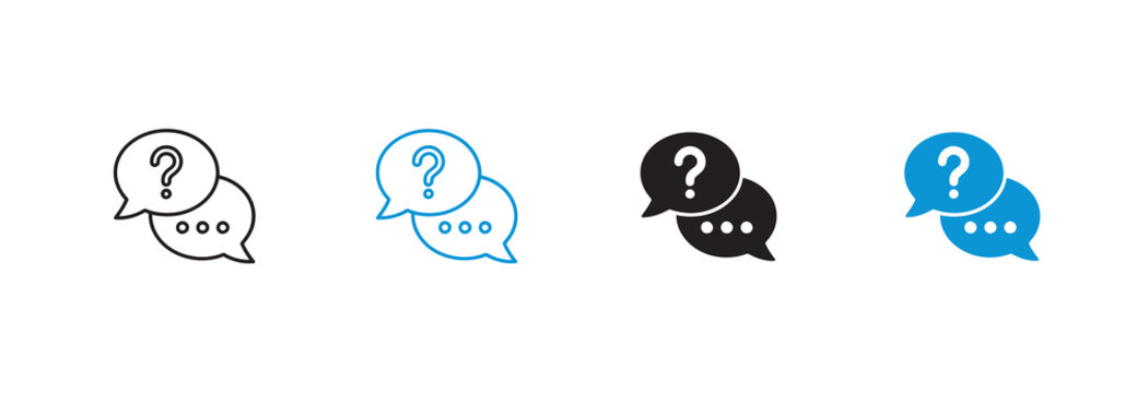 Question and chat bubble icons set for customer support service and frequently asked questions faq
