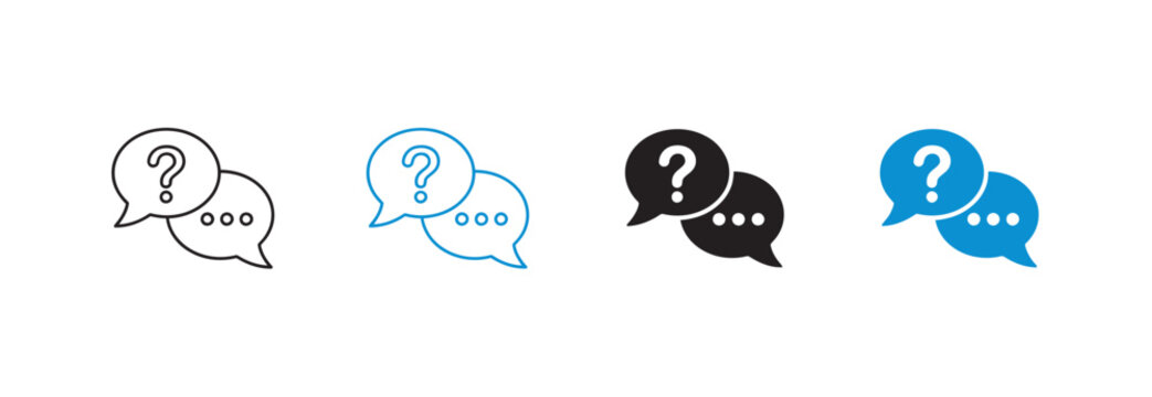 Customer support chat bubble icons with question mark for help desk and frequently asked questions