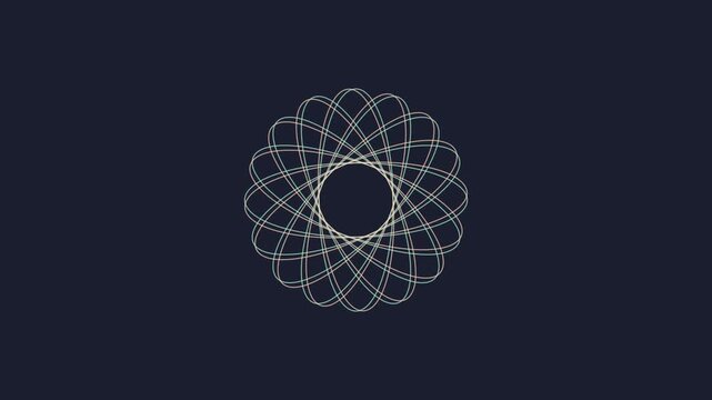 Abstract geometric spirograph animation: hypnotic rotating mandala pattern on dark 4k background