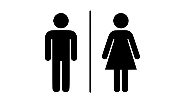 Black vector graphic illustration of male and female restroom signs