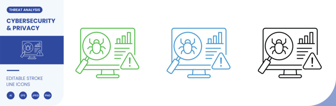 cybersecurity threat analysis icon line style editable stroke vector