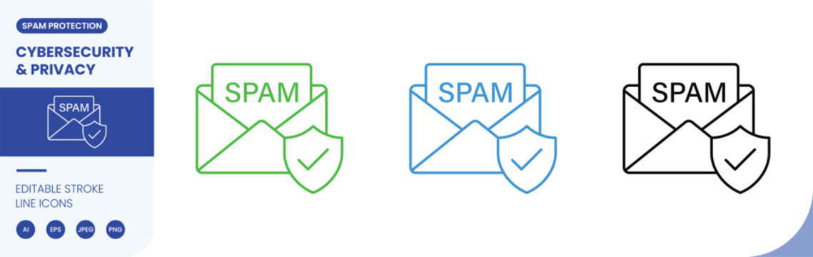 spam protection cybersecurity icon line style editable stroke vector