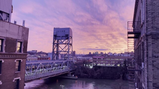 Broadway Lift Bridge above the Harlem River in Marble Hill, Bronx.