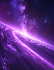 Fototapeta premium A breathtaking view of a vibrant purple galaxy with swirling nebulae and a brilliant cosmic phenomenon.