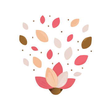Lotus flower with scattered petals and dots