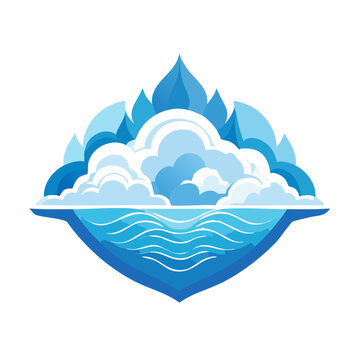 Abstract Blue Water and Clouds Emblem