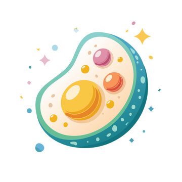 Abstract Colorful Organic Shape with Bubbles and Stars